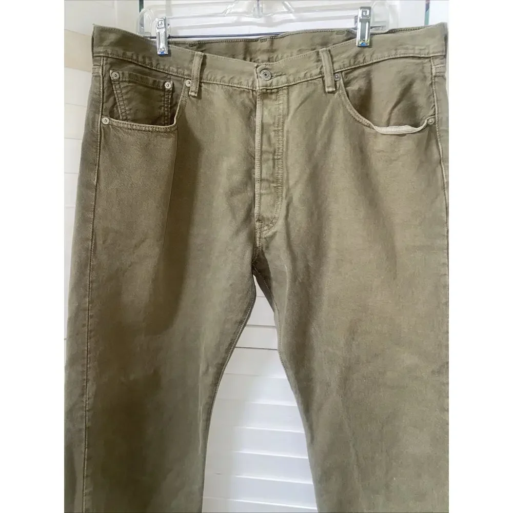 Levi's 501 Original Fit Jeans Mens Size 38x32 Olive Green Button Fly Denim
